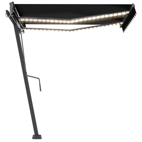 vidaXL Markis manuellt inf&auml;llbar med LED 300x250 cm antracit