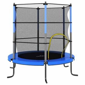 vidaXL Studsmatta med s&auml;kerhetsn&auml;t rund 140x160 cm bl&aring;