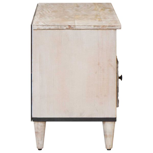 vidaXL TV-sk&aring;p med l&aring;da Vit 100 x 33,5 x 46 cm Massivt mangotr&auml;