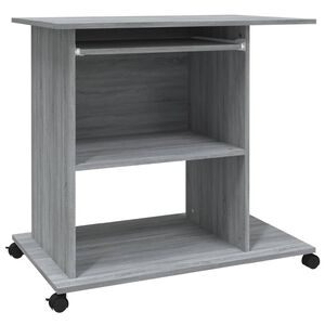 vidaXL Datorbord gr&aring; sonoma-ek 80x50x75 cm konstruerat tr&auml;