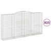 vidaXL Gabioner b&aring;gformade 15 st 400x50x200/220 cm galvaniserat j&auml;rn