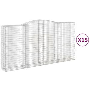 vidaXL Gabioner b&aring;gformade 15 st 400x50x200/220 cm galvaniserat j&auml;rn