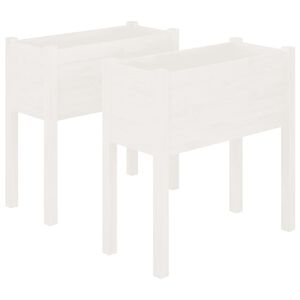 vidaXL Odlingsl&aring;dor 2 st vit 70x31x70 cm massiv furu
