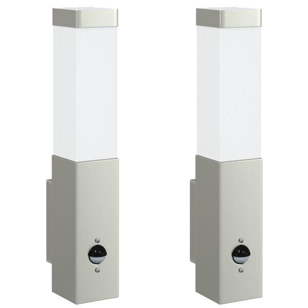 vidaXL Utomhus vägglampor 2 pcs Silver 10.5 x 6 x 35 cm Rostfritt stål