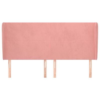 vidaXL Sänggavel med kanter rosa 203x23x118/128 cm sammet