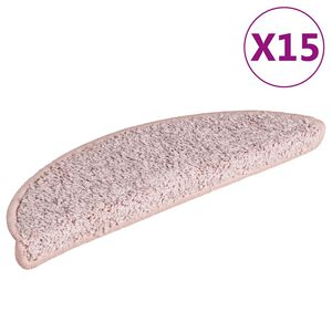 vidaXL Trappmattor 15 st 56x17x3 cm ljusrosa halvrunda