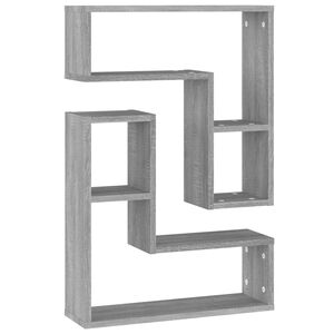 vidaXL V&auml;gghyllor 2 st gr&aring; sonoma 50x15x50 cm konstruerat tr&auml;