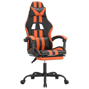 vidaXL Gamingstol med fotst&ouml;d svart och orange konstl&auml;der
