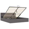 vidaXL Sängram hydraulisk förvaring LED grå konstläder 160x200 cm