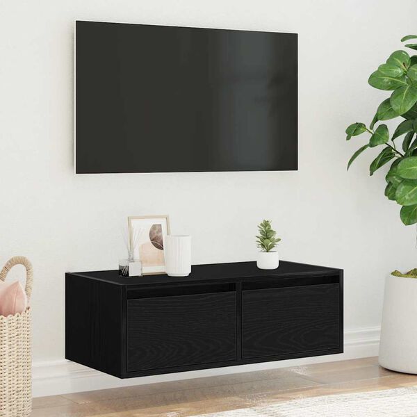 vidaXL Tv-b&auml;nk med LED-belysning svart 75x35,5x25 cm