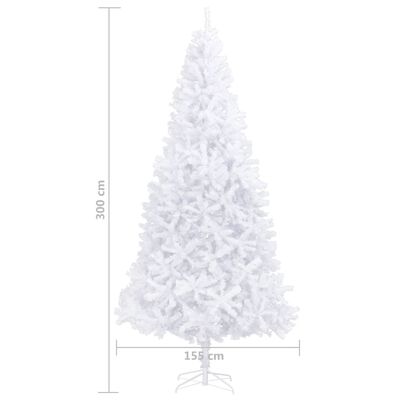 vidaXL Plastgran med LED och julgranskulor 300 cm vit