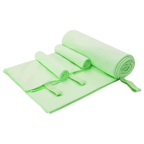 vidaXL Sporthandduk Set 3 pcs Gr&ouml;n Polyester och polyamid