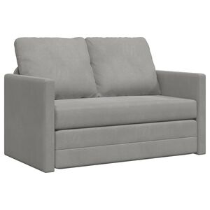 vidaXL Golvb&auml;ddsoffa 2-i-1 Ljusgr&aring; 122x204x55 cm sammet