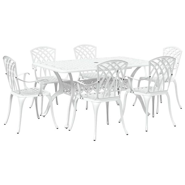 vidaXL Tr&auml;dg&aring;rdsm&ouml;belset 7 pcs Vit Aluminium