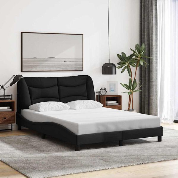 vidaXL Bed Frame without Mattress "Hvar" Black 140x190 cm Fabric