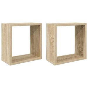 vidaXL V&auml;gghylla kubformad 2 st sonoma-ek 30x15x30 cm