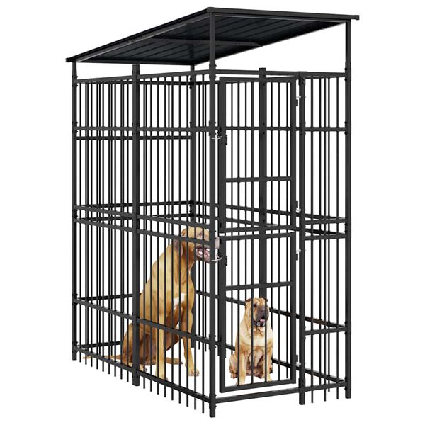 vidaXL Hundg&aring;rd f&ouml;r utomhusbruk st&aring;ltak 1,84 m&sup2;