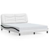 vidaXL Bed Frame with LED without Mattress "Hvar" White and Black 160x200 cm