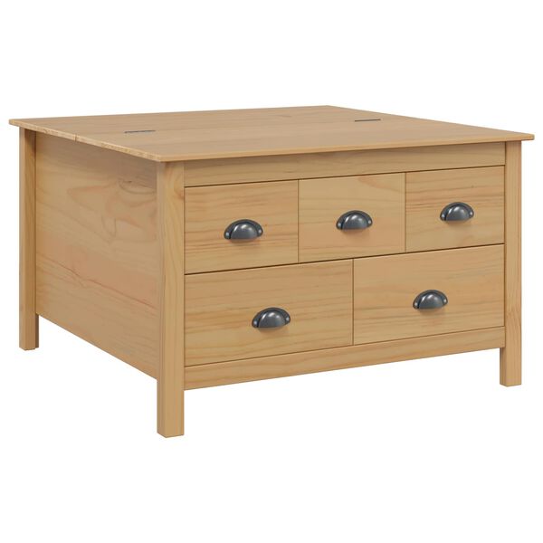 vidaXL Kaffeebord med l&aring;da Honung brun 79,5 x 79,5 x 49 cm Massiv furu
