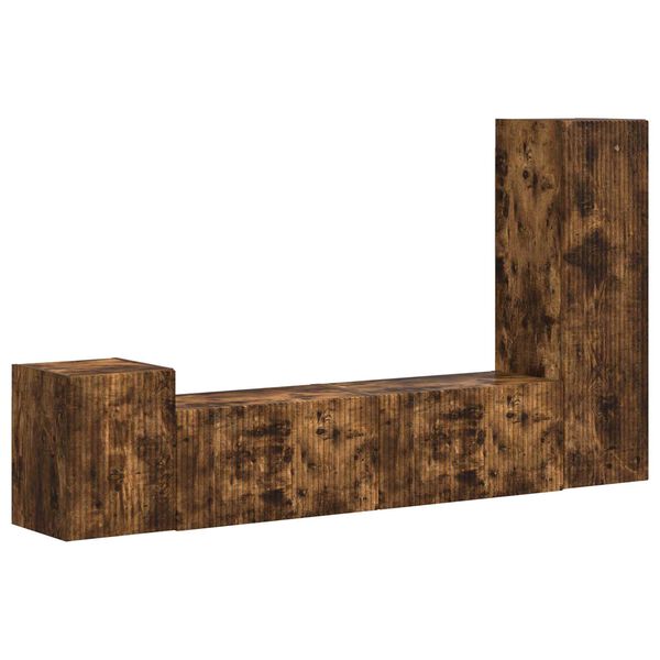 vidaXL TV-b&auml;nkset V&auml;ggmonterad 4 pcs R&ouml;kt ek Konstruerat tr&auml;