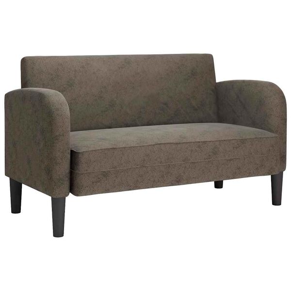 vidaXL Loveseat soffa m&ouml;rkgr&aring; 110 cm l&auml;derimitation