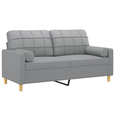 vidaXL 2-sits soffa med prydnadskuddar ljusgrå 140 cm tyg