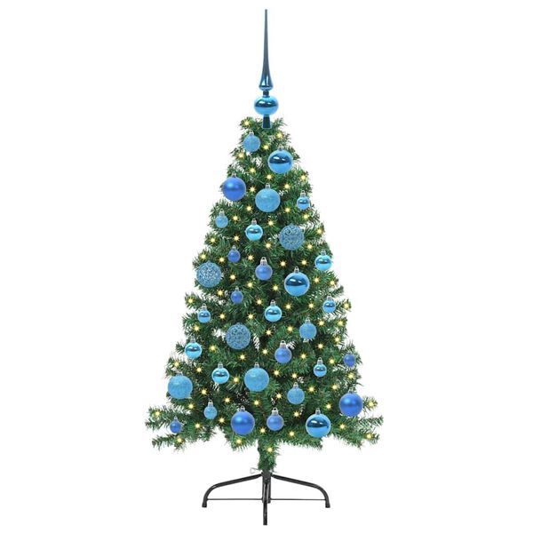 vidaXL Konstgjord F&ouml;rbelyst Julgran med 150 LED-lampor Gr&ouml;n 120 cm PVC