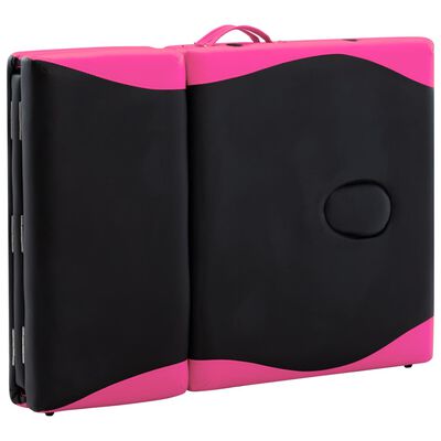 vidaXL Hopfällbar massagebänk 4 sektioner aluminium svart och rosa