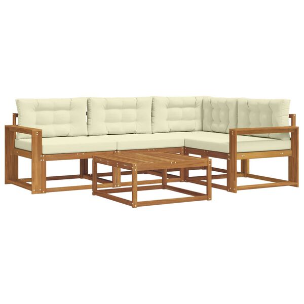 vidaXL Utomhussoffset med kudde 5 pcs Naturlig och Gr&auml;dde