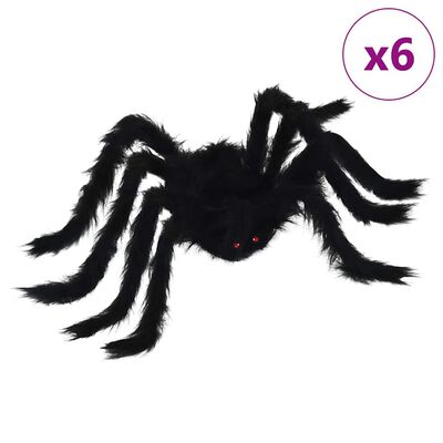 Halloween-spindeldekoration 6 st svart 75 cm