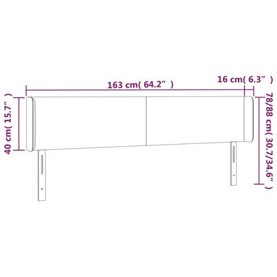 vidaXL Huvudgavel LED rosa 163x16x78/88 cm sammet
