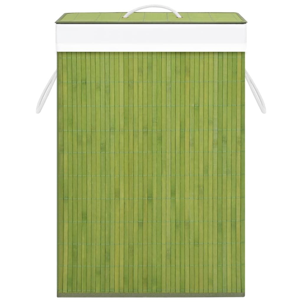 vidaXL Tvättkorg bambu med 1 sektion grön