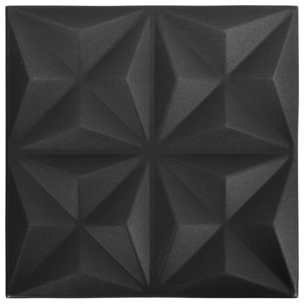 vidaXL 3D Väggpaneler 12 st 50x50 cm origami svart 3 m²