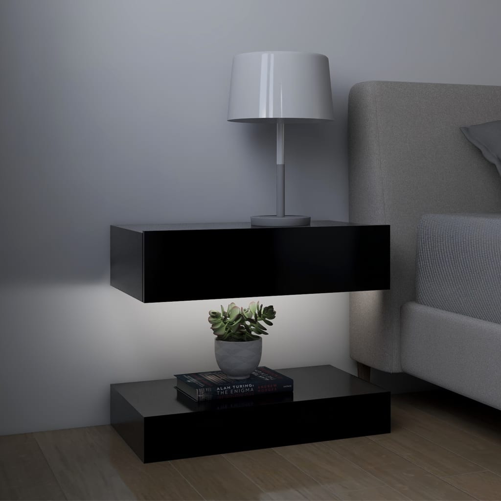 vidaXL Sängbord 2 st svart 60x35 cm konstruerat trä