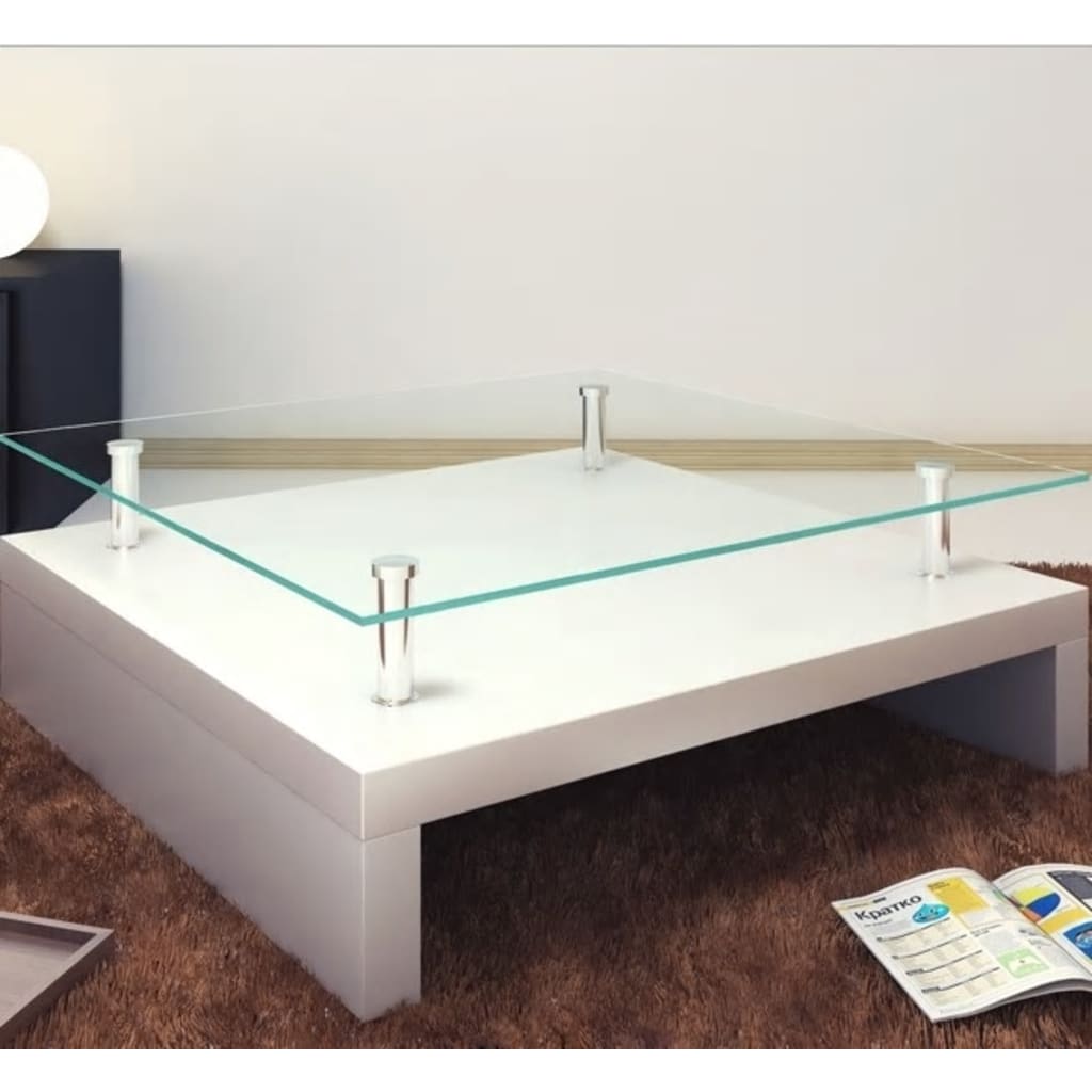 vidaXL Soffbord med bordsskiva i glas vit