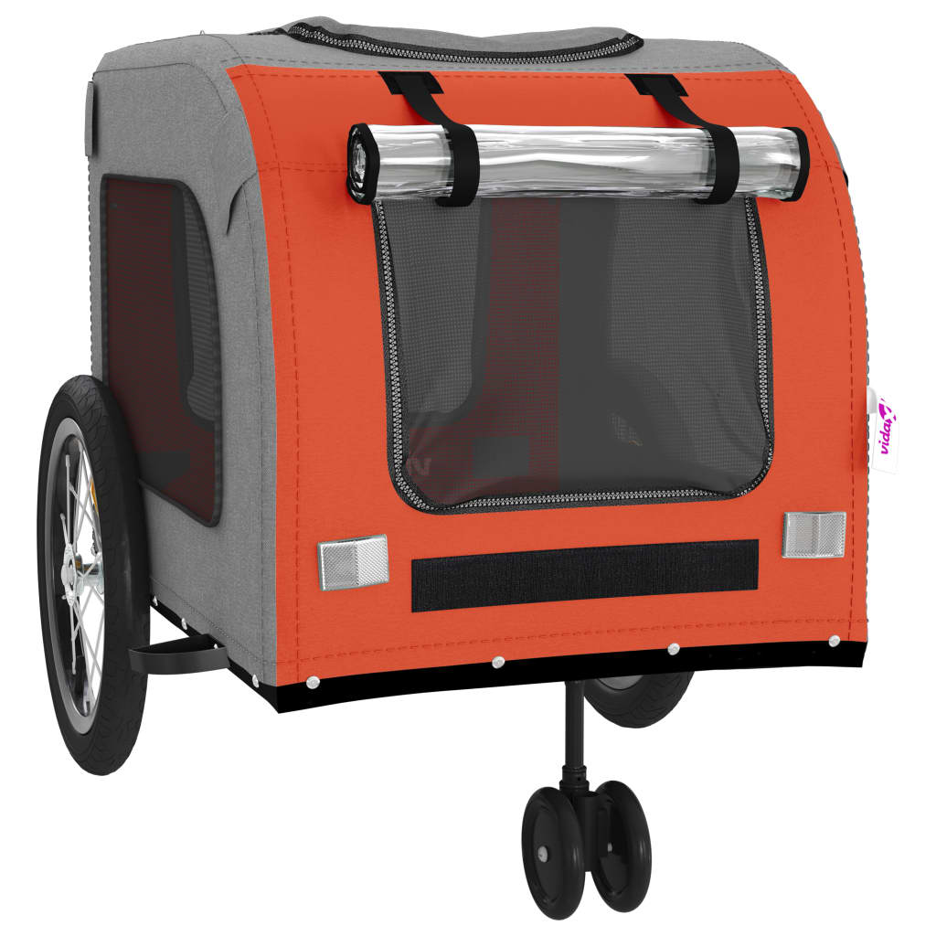 vidaXL Cykelvagn för djur orange och grå oxfordtyg och järn