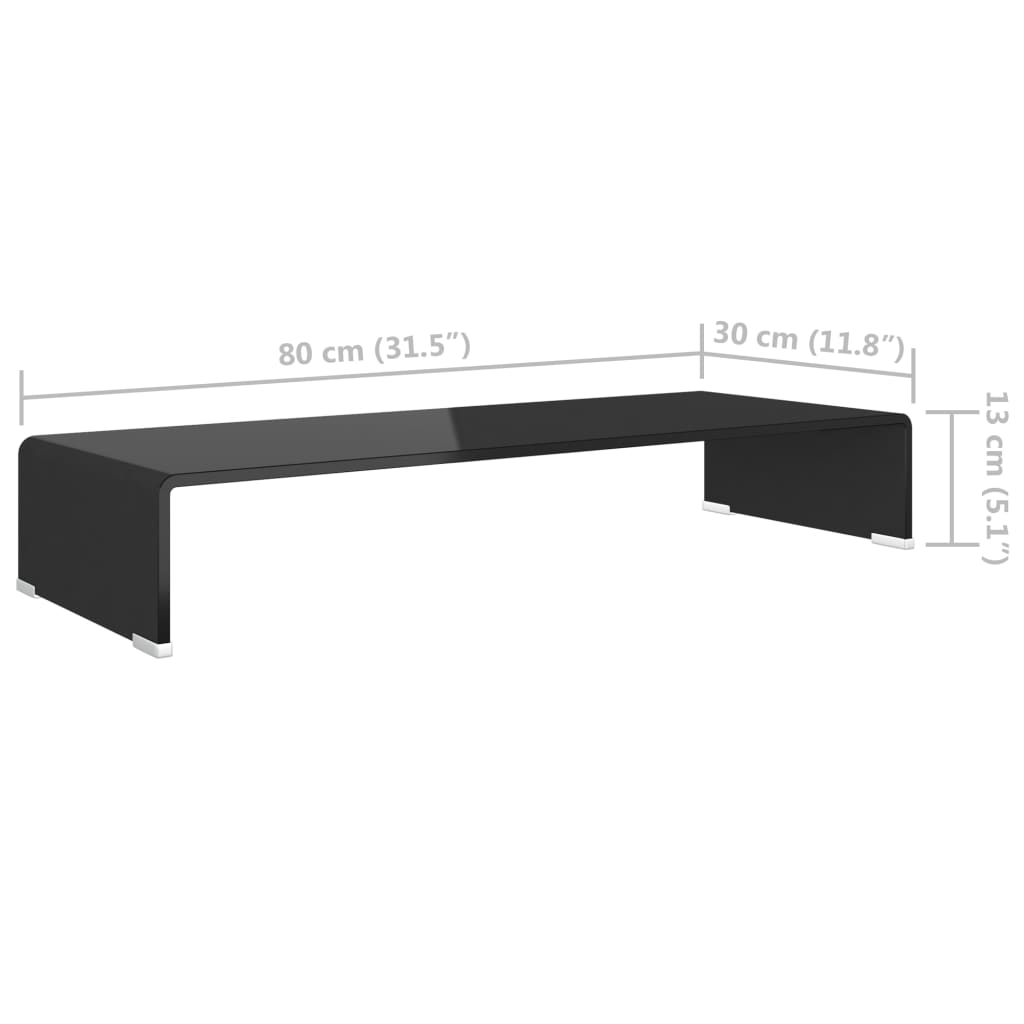 vidaXL TV-bord glas svart 80x30x13 cm