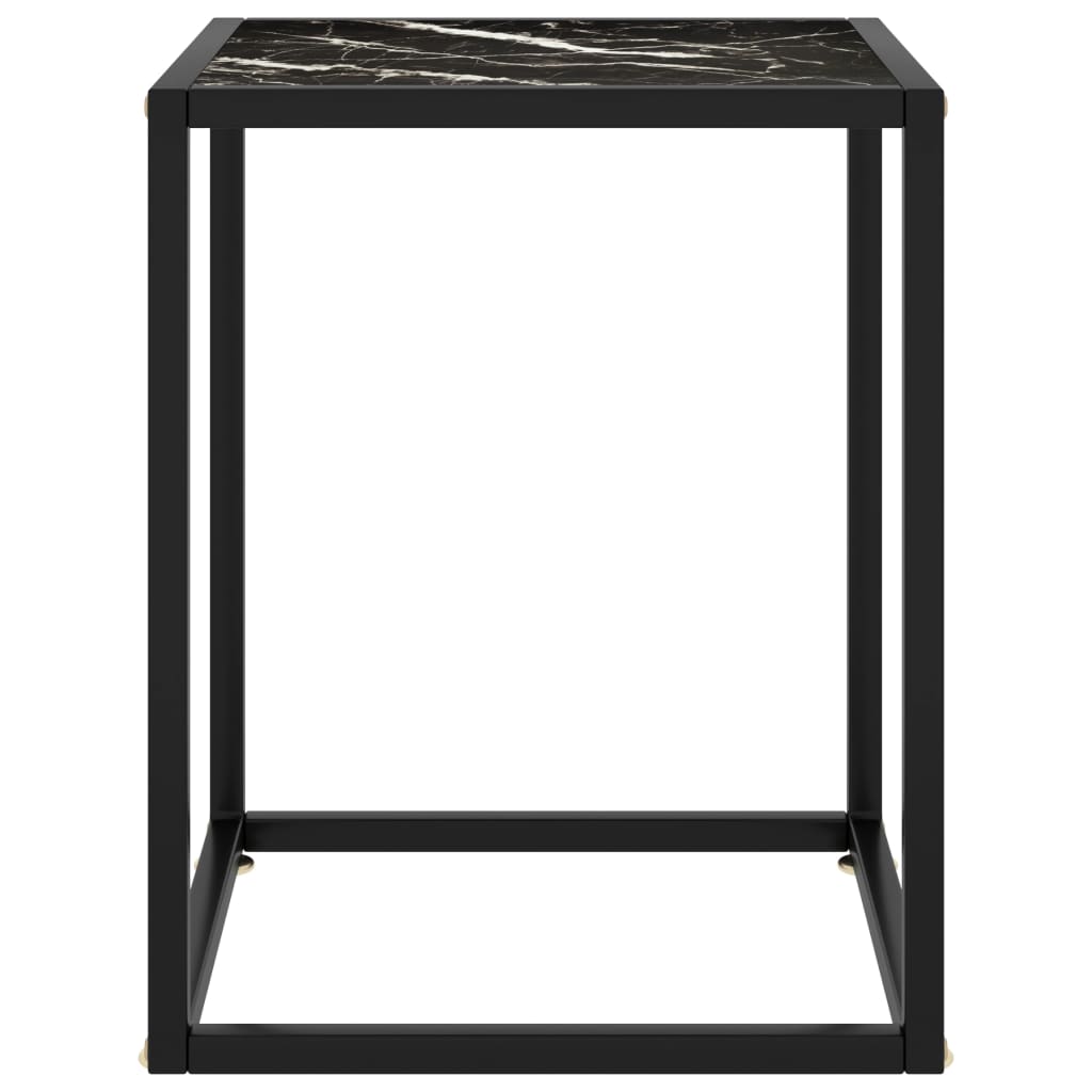 vidaXL Soffbord svart med svart marmorglas 40x40x50 cm
