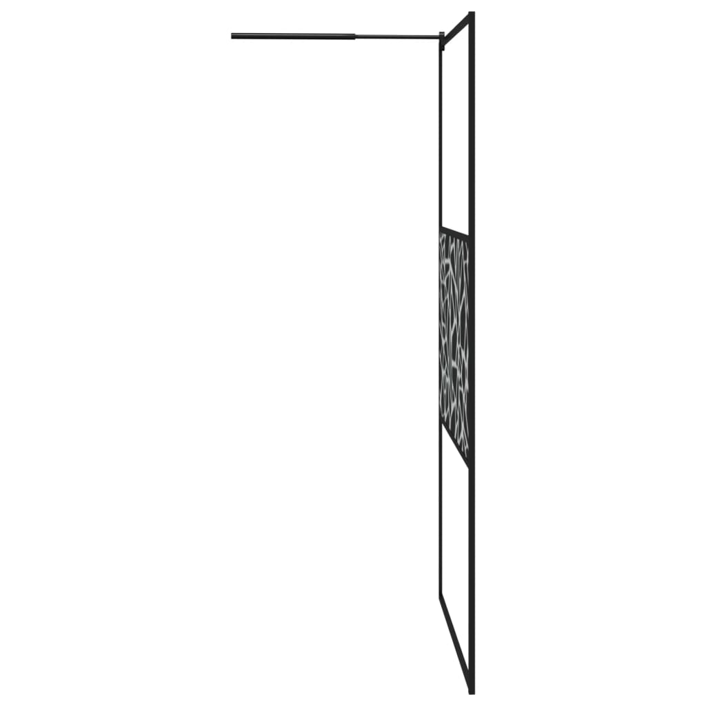vidaXL Duschvägg 115x195cm ESG-glas med stendesign svart