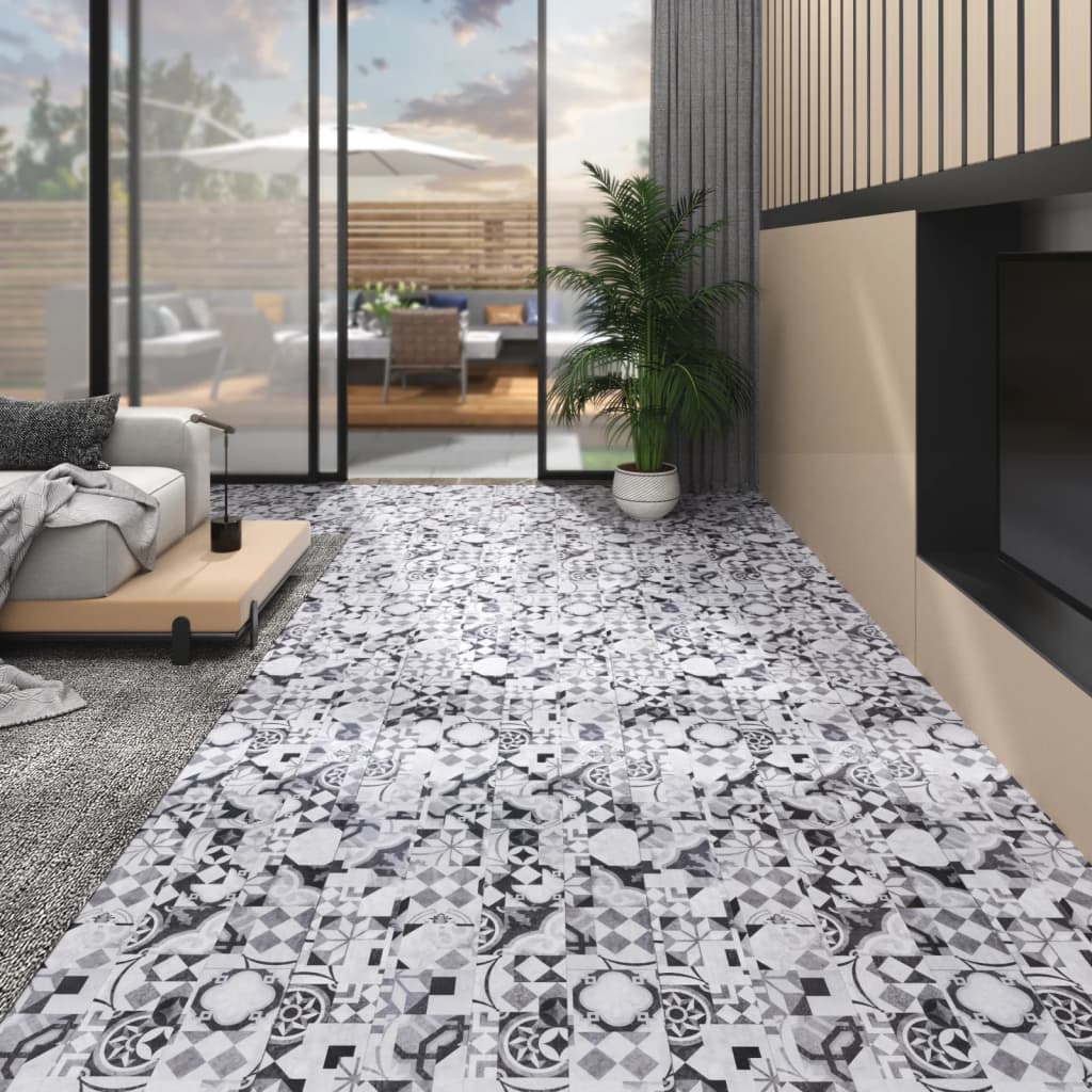 vidaXL Ej självhäftande PVC-golvplankor 5,26 m² 2 mm grått mönster
