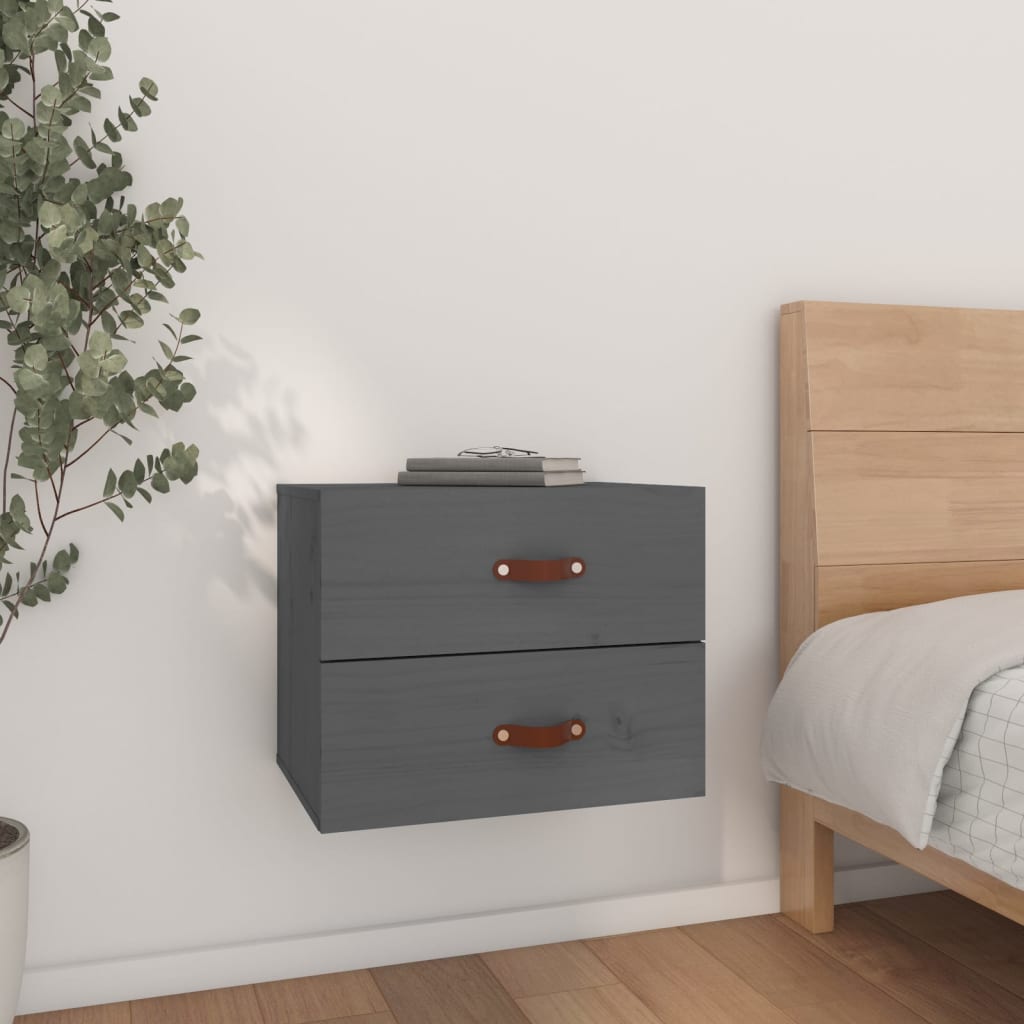 vidaXL Väggmonterade sängbord grå 50x36x40 cm