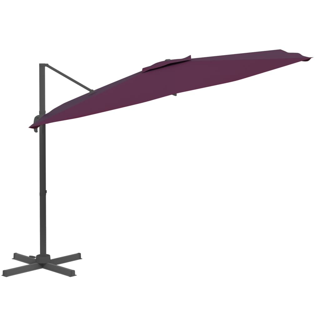 vidaXL Frihängande parasoll med aluminiumstång vinröd 400x300 cm