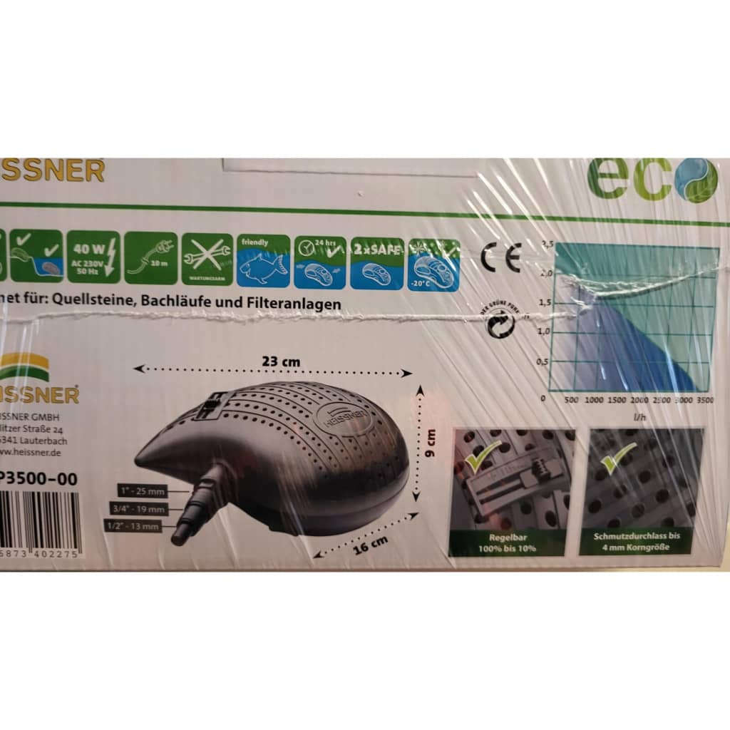 HEISSNER Eco-filter och vattenfallspump Smartline 3300 L/tim