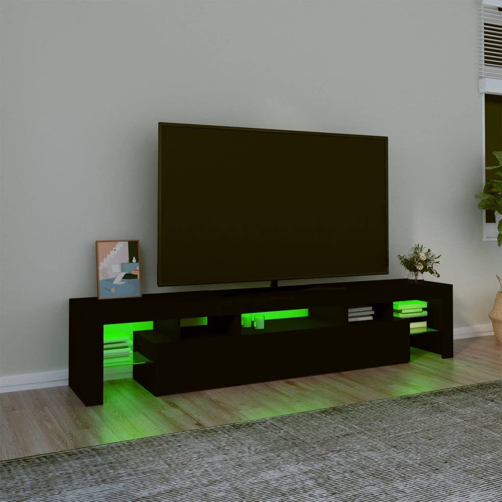 vidaXL Tv-bänk med LED-belysning svart 200x36,5x40 cm