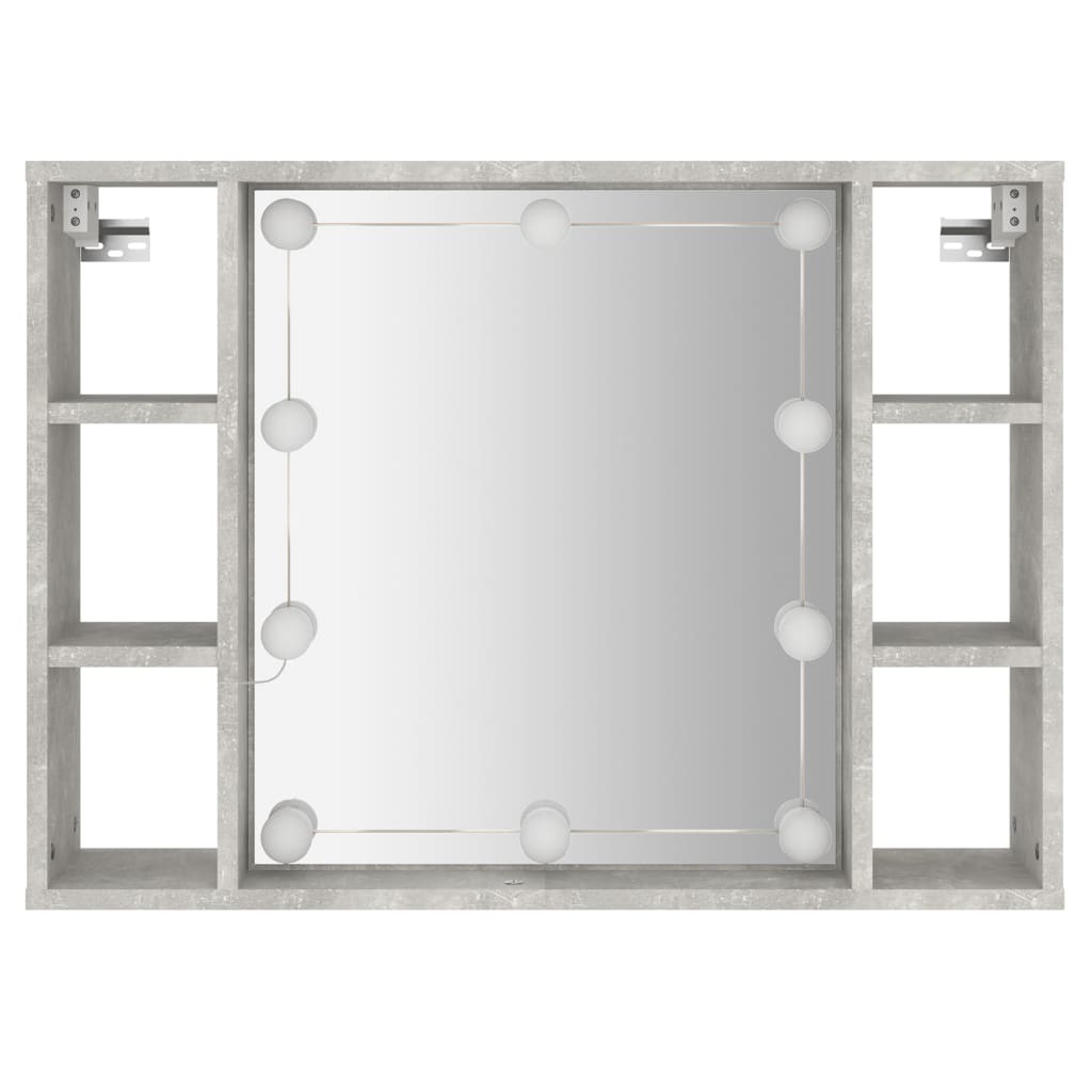 vidaXL Spegelskåp med LED betonggrå 76x15x55 cm