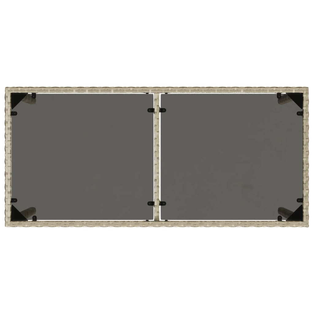vidaXL Trädgårdsbord med glasskiva ljusgrå 115x54x74 cm konstrotting