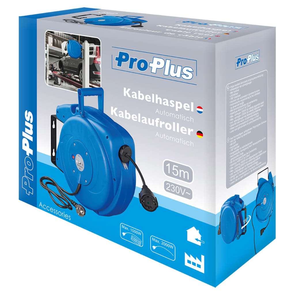 ProPlus Automatisk kabelrulle 15 m 580786