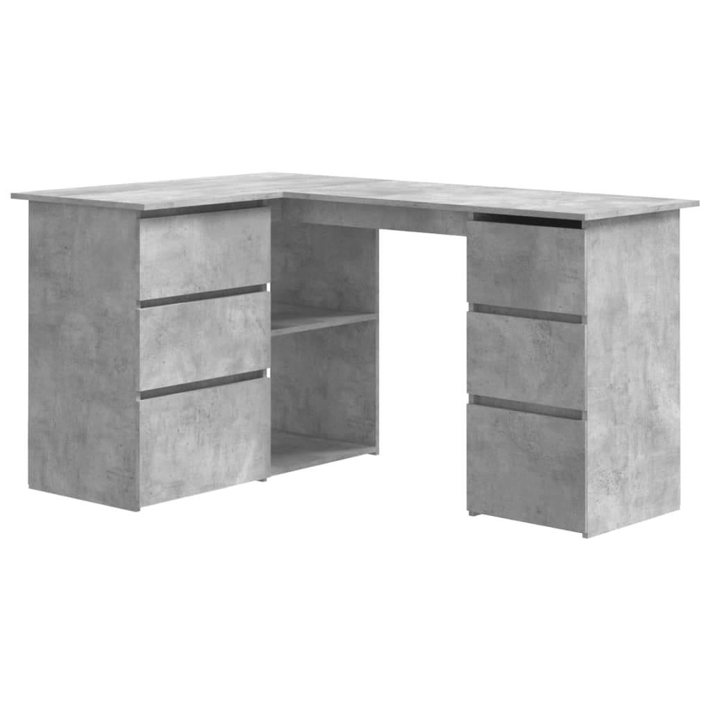 vidaXL Hörnskrivbord betonggrå 145x100x76 cm konstruerat trä