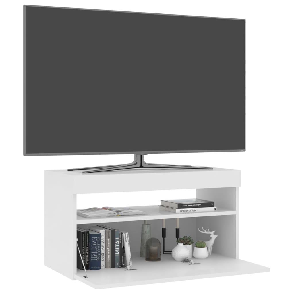 vidaXL Tv-bänk med LED-belysning vit högglans 75x35x40 cm