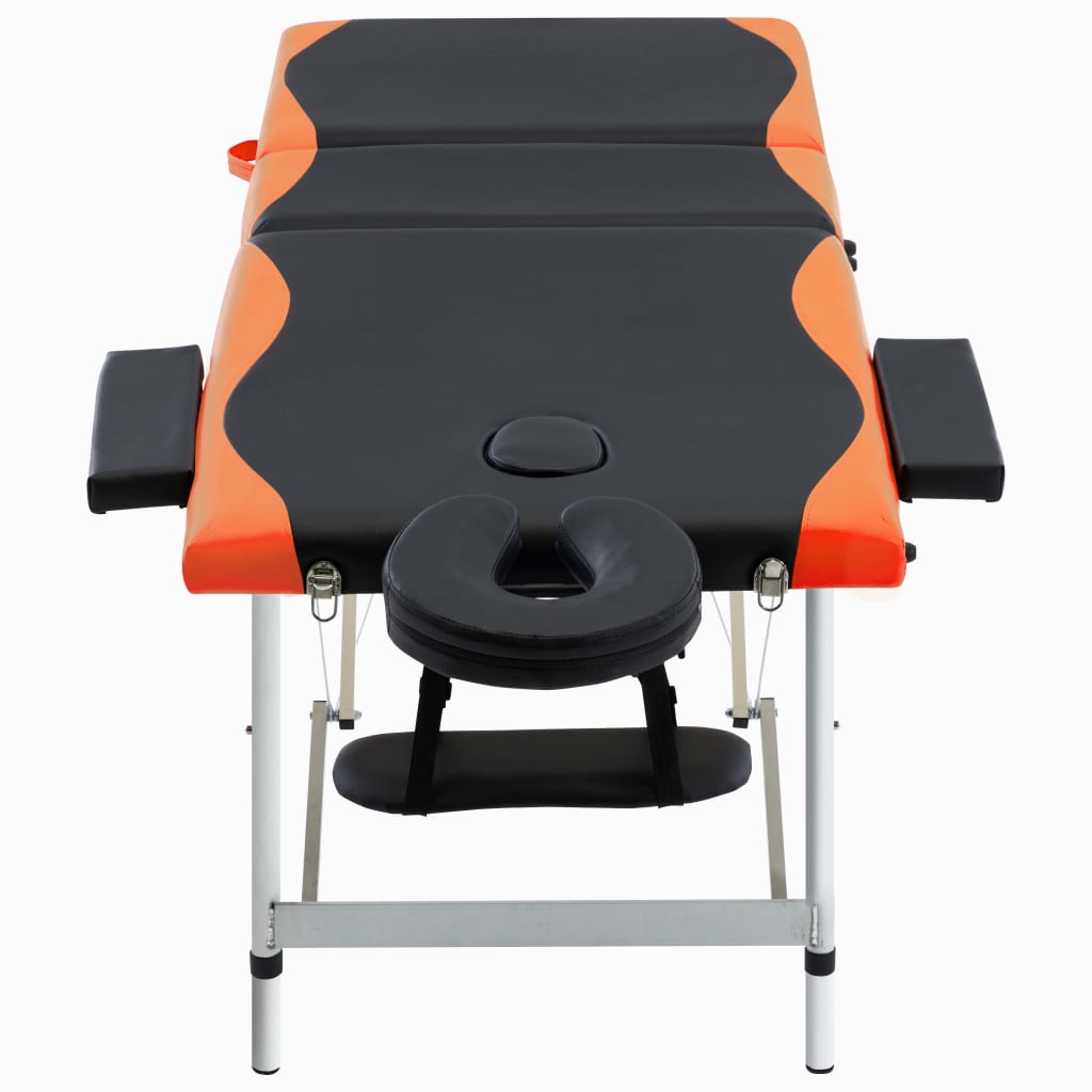 vidaXL Hopfällbar massagebänk 3 sektioner aluminium svart och orange